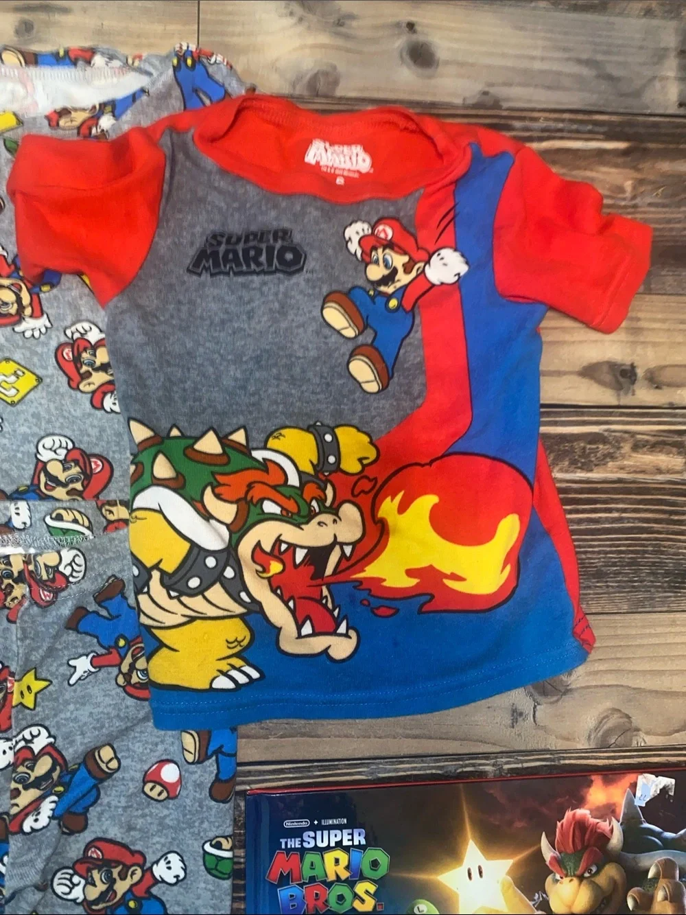 Nintendo Mario PJ, blanket, and book lot